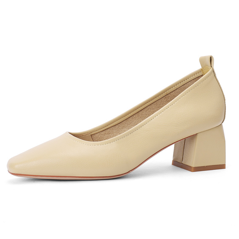 Fu Hao Korean version Grandma Shoes Women's thick heels 2022 new high heels Women's single shoes Casual soft shallow opening women's shoes Item Picture