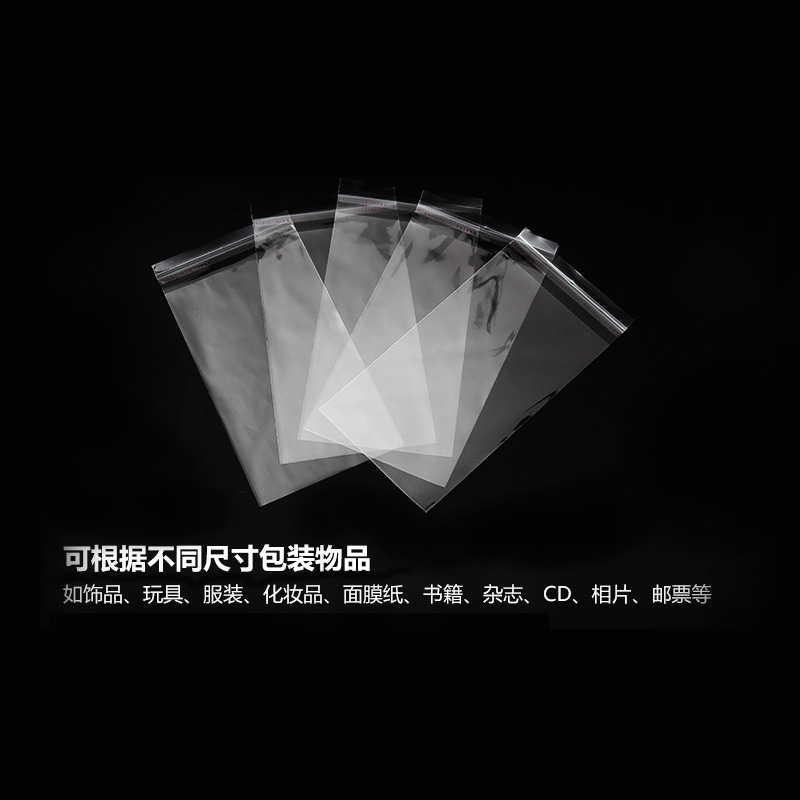 Factory direct sales of opp self-adhesive bags, transparent self-adhesive jewelry and clothing bags, flat-mouth packaging plastic bags, large quantities in stock Application Scenario