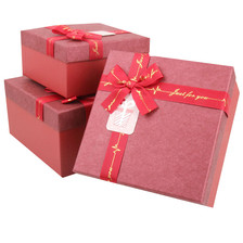 新款特种纸布纹3件套礼品包装盒 正方形硬纸盒现货供应可定 JKC