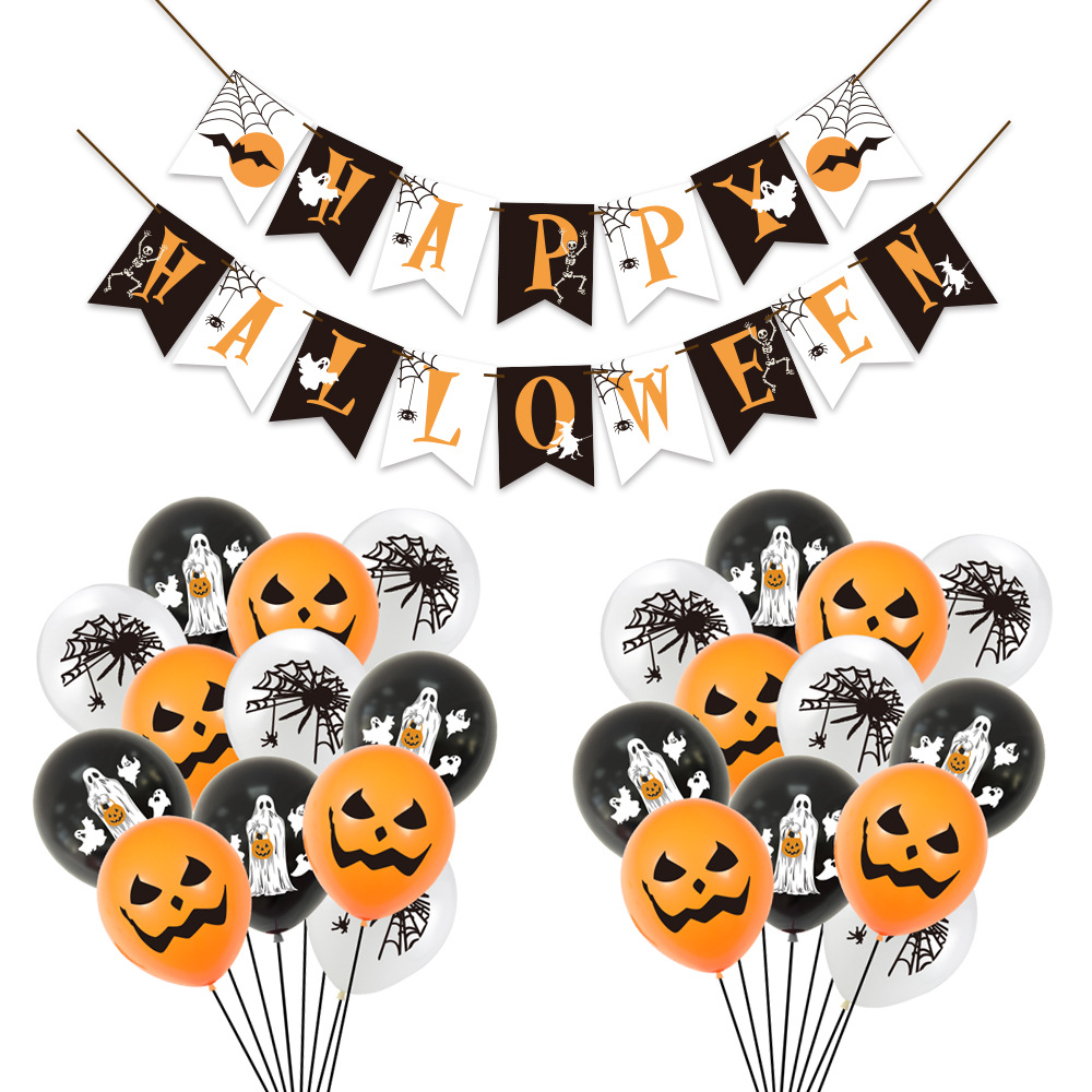 New Halloween party decoration balloon set: Pumpkin, spider ghost, printed latex balloon wish Item Picture