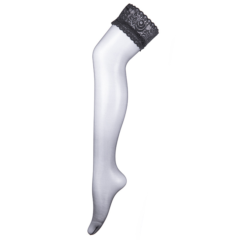 European and American sexy wide flared thigh-high stockings, white halter erotic set, high stockings, black, extremely seductive and trendy Item Picture