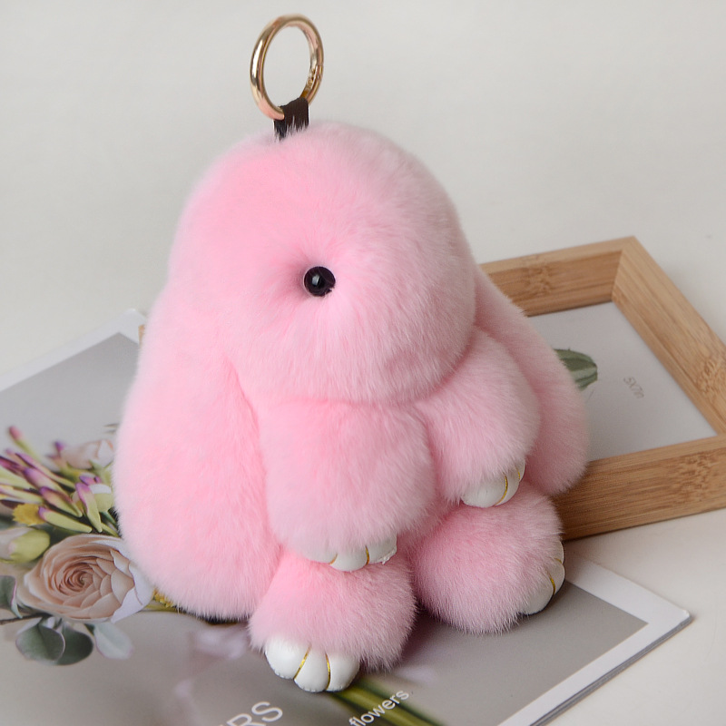 18CM rex rabbit fur dead little rabbit pendant, cute rabbit claw machine doll, plush toy keychain Application Scenario