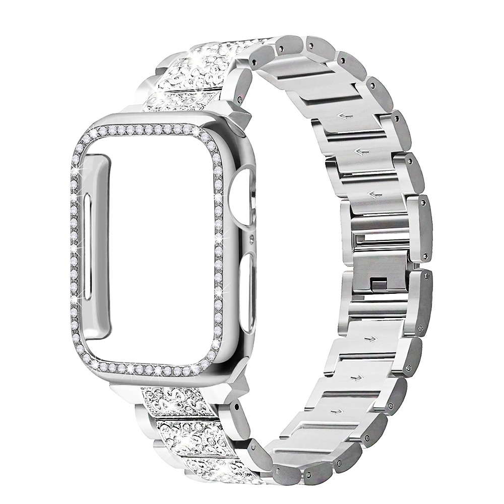 适用于iWatch6智能苹果手表表带苹果三珠镶钻表带现货工厂批发