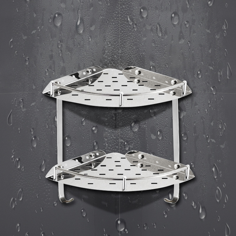 Factory wholesale bathroom stainless steel storage racks, bathroom corner racks, single-layer and double-layer storage racks, one-piece consignment