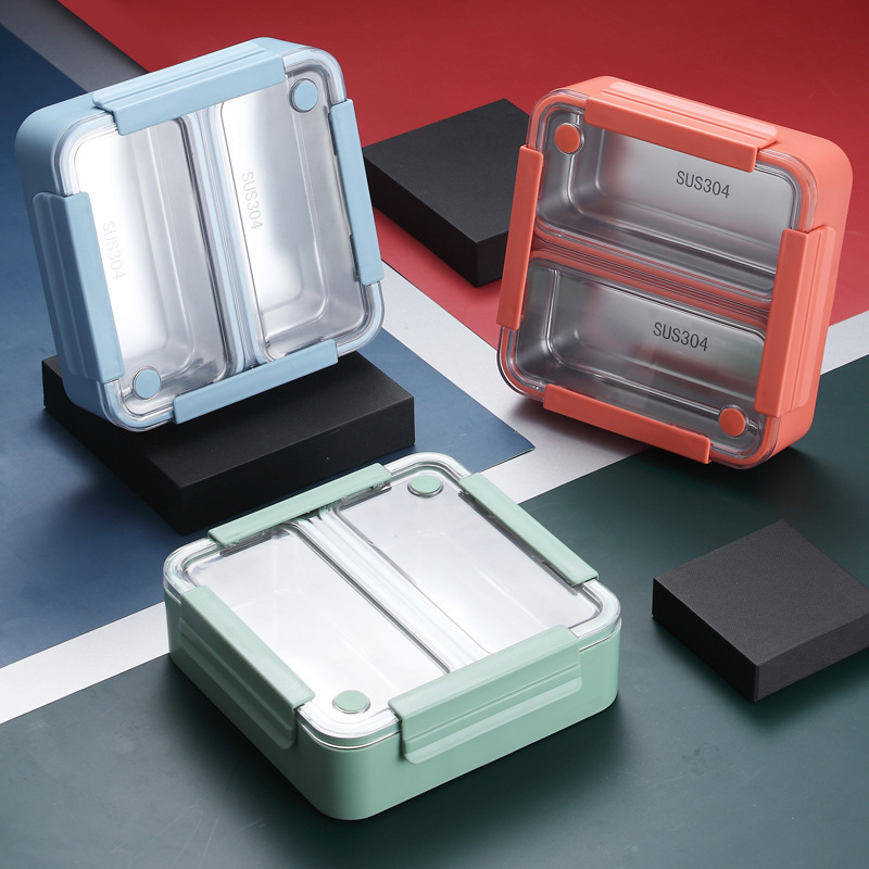 304INS stainless steel insulated lunch box Double split bento box 1100ml non-tandem lunch box Fast food box Application Scenario