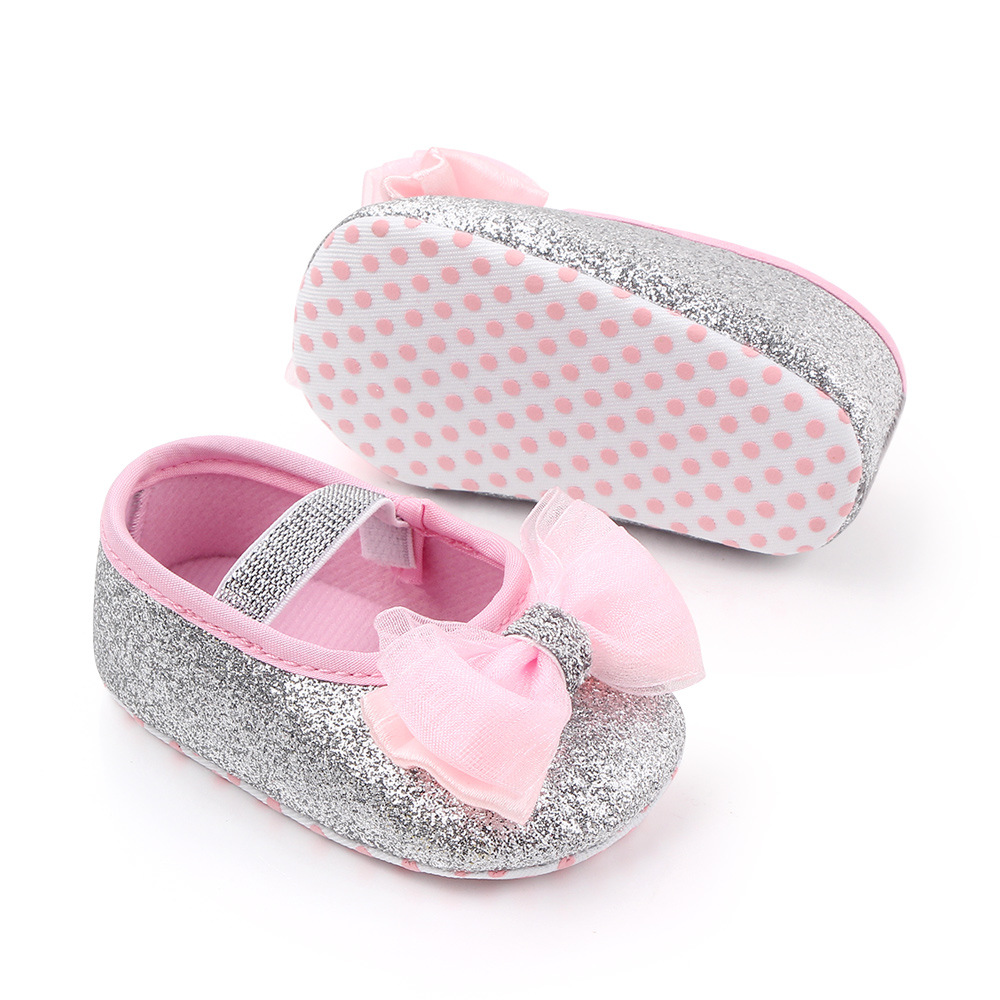 Newborn princess shoes, baby shoes, soft-soled baby shoes, bow princess shoes, single shoes, 2458 Specification image