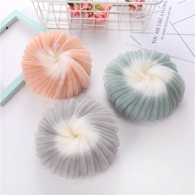 简约双色大饼沐浴球 通用起泡搓澡洗澡浴球 家用拼色搓背澡花浴花01987