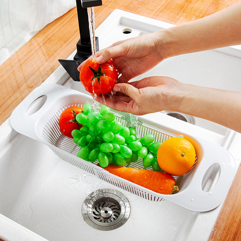 塑料伸缩洗菜篮子沥水篮子洗菜篮子厨房多功能淘菜盆蔬菜水果篮子