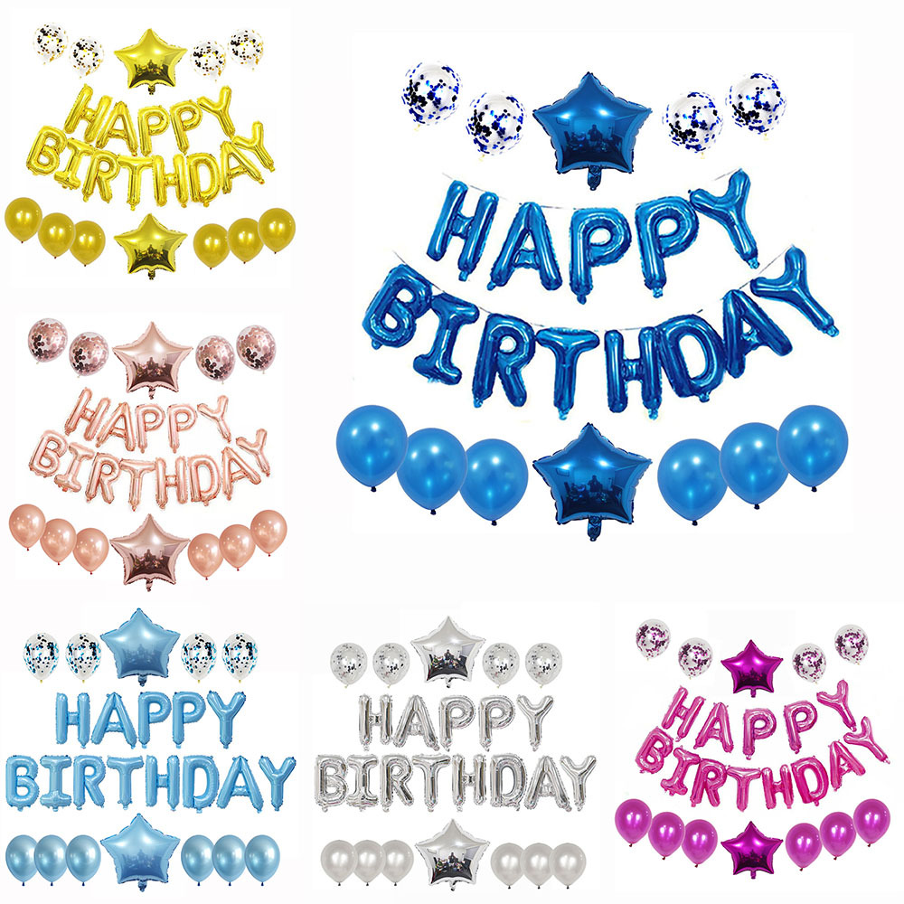创意生日快乐气球套装生日派对铝膜气球乳胶气球装饰装扮图