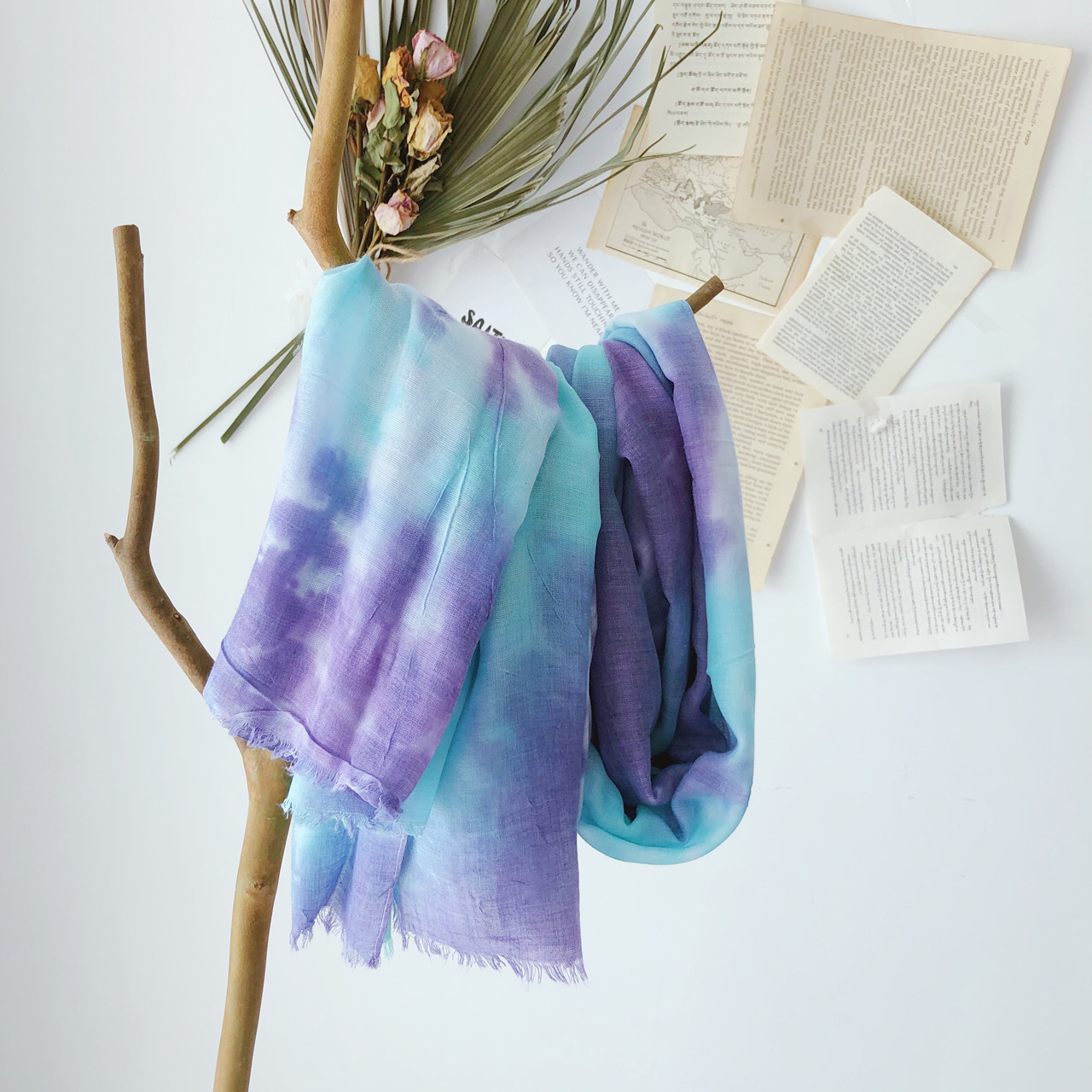 G-Dragon With Tie Dye Scarf Gradient Scarf National Wind Cape Long Colorful Scarf Source Factory Direct Sales details Picture