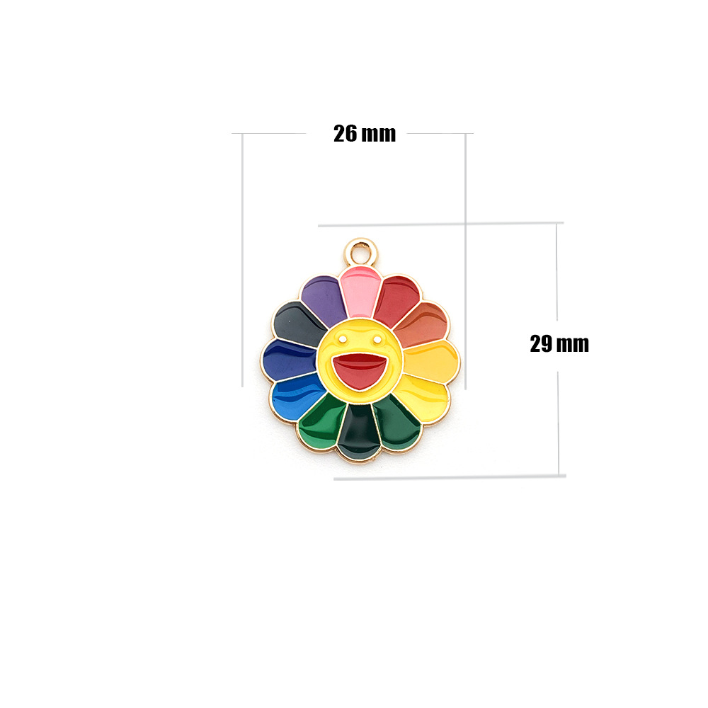 Diy Hand-Drop Oil Colorful Flower Sunflower Ornaments Point Oil Pendant Accessories Alloy Accessories Y2150 Item Picture