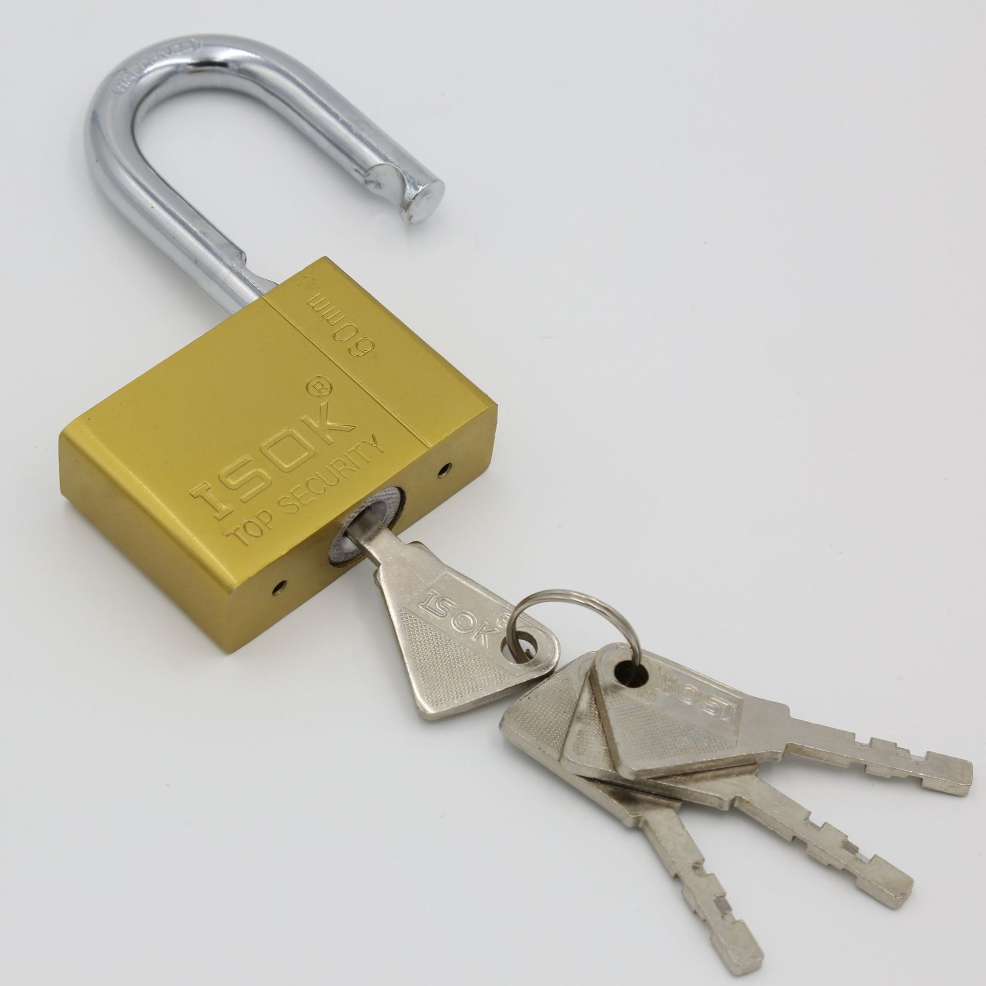 2020 New Square Golden Electrophoretic Leaf Iron Padlock Industrial Safety Waterproof Anti-Theft Anti-Skid Size Complete Specification drawing