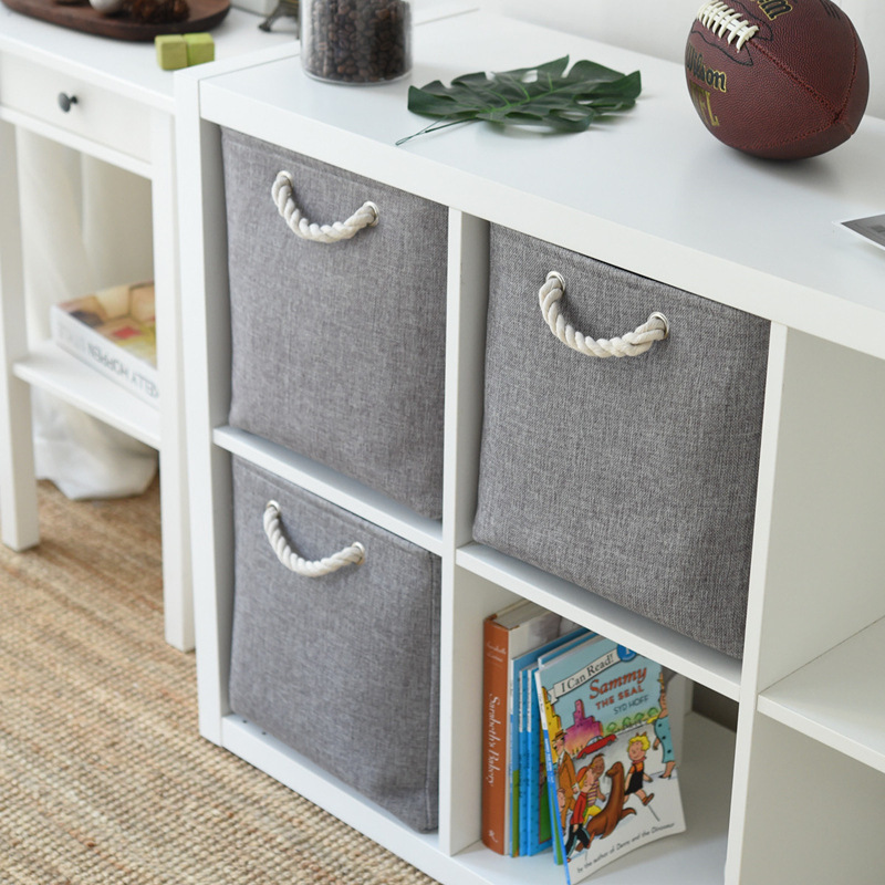 Source Factory Household Fabric Cotton Linen Waterproof Foldable Dirty Clothes Basket Fabric Storage Basket Bundle Mouth Storage Basket Specification drawing