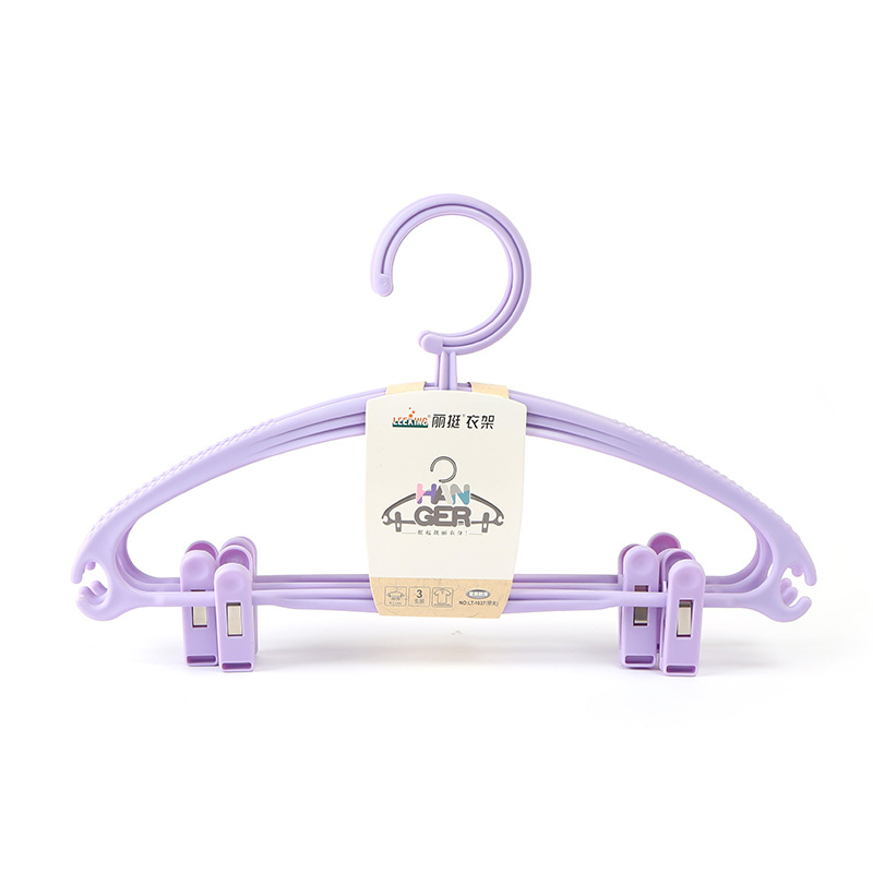 Plastic multi-functional trouser rack with trouser clips and anti-slip clothes hanger Item Picture