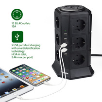 Euro smart home USB socket Three-tier Euro vertical socket with 5USB