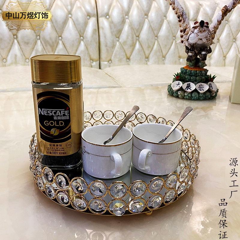 European-style metal French wine tray, InS-style creative coffee plate, crystal glass cosmetics storage handicraft