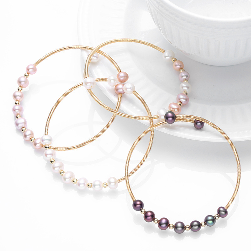14K gold-plated natural freshwater pearl bracelet from Japan and South Korea, straight-row pearl bracelet, Douyin e-commerce live streaming selection details Picture