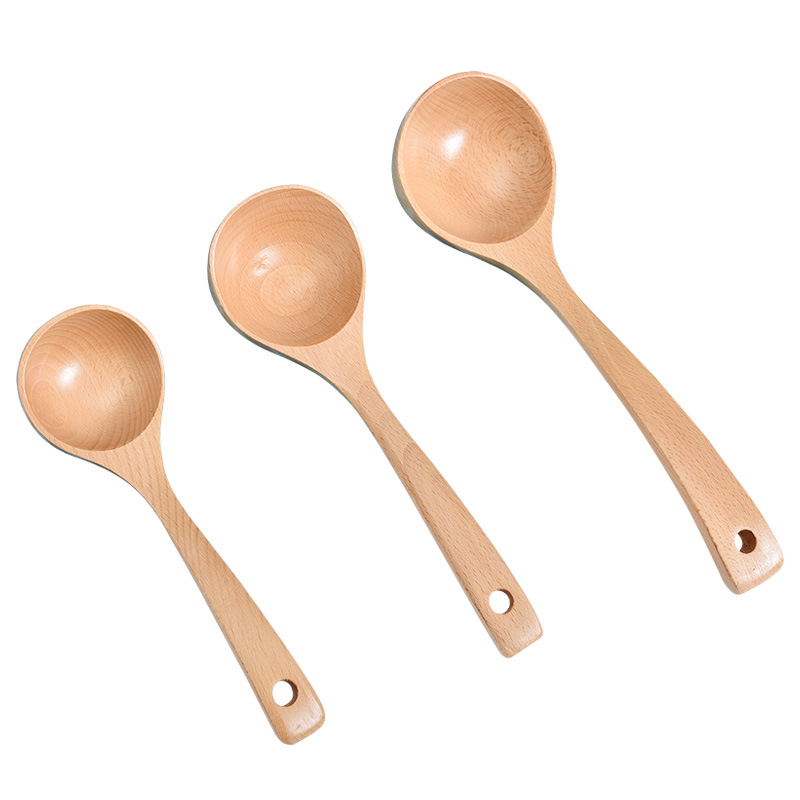 Beech Home Large Soup Wooden Spoon To Drink Soup Porridge Hot Pot Spoon Creative Wooden Long Handle Soup Spoon Item Picture