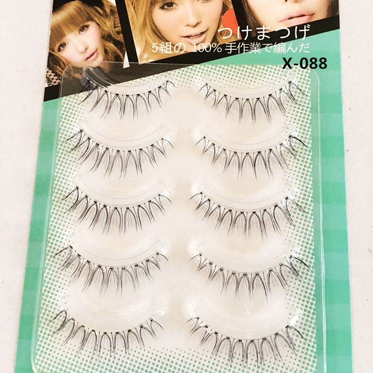 Japanese and Korean style hand-sharpened eyelashes, high-temperature silk sharpened false eyelashes, Japanese and Korean style cross-shaped eyelashes manufacturer wholesale Item Picture