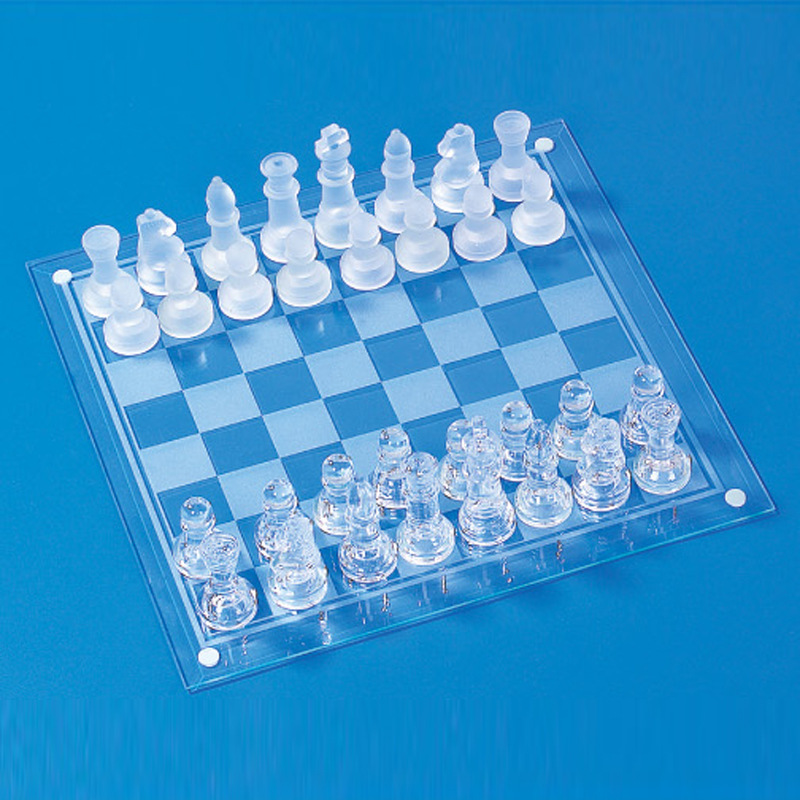供应25*25cm 磨砂玻璃国际象棋(glass chess set)玻璃水晶象棋详情图1