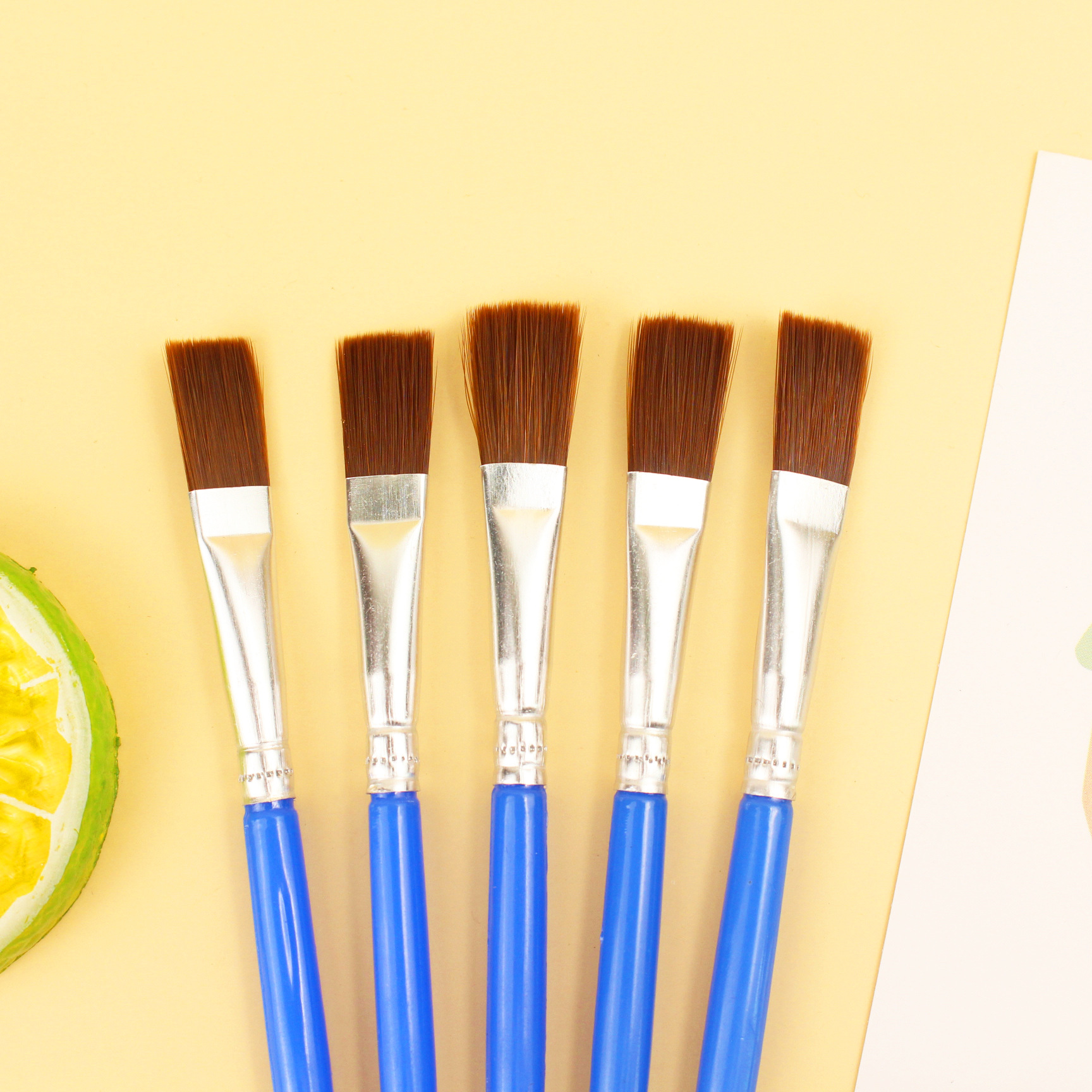 Black Wool Blue Pole Nylon Wool Diy Paint Brush Acrylic Watercolor Ceramic Graffiti Flat Head Pen Digital Oil Brush Specification drawing