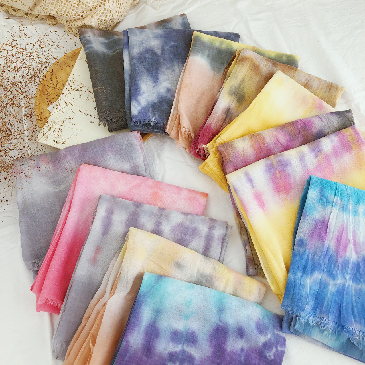 G-Dragon With Tie Dye Scarf Gradient Scarf National Wind Cape Long Colorful Scarf Source Factory Direct Sales