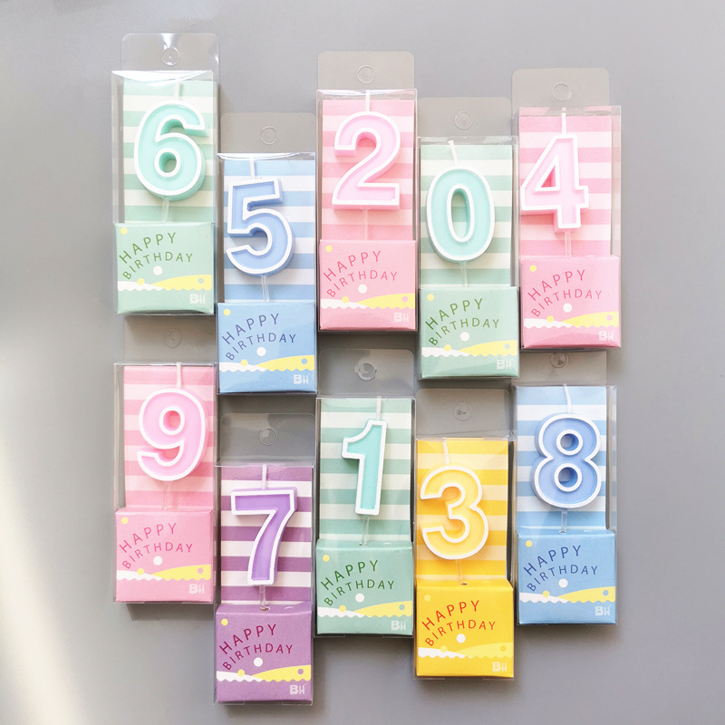 糖果色数字蜡烛生日蛋糕装饰蜡烛儿童宝宝周岁创意彩色生日蜡烛