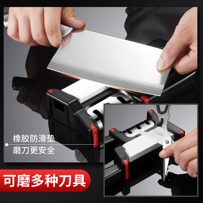 New large-sized four-in-one kitchen creative and quick diamond knife sharpening tool with multiple functions, handheld knife sharpening oil stone Specification image