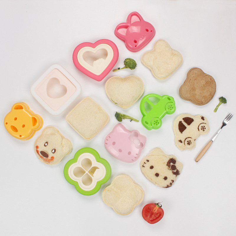 DIY面包切多种三明治模具 吐司切爱心小车熊兔子猫面包模具便当模