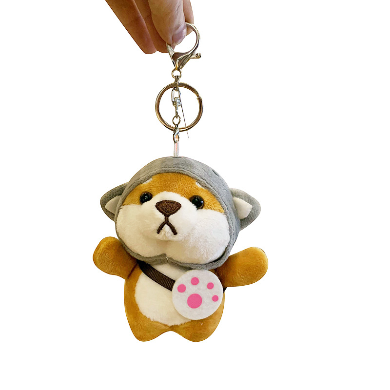 Puppy plush toy, schoolbag, key chain, cute backpack doll, key pendant, Corgi and Shiba Inu pendant, key chain Item Picture