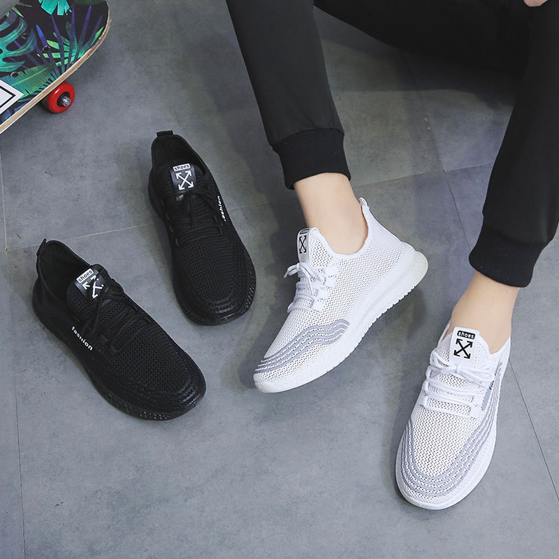 Spring And Summer New Cotton Shoes Leisure Trend All Match Flying Weaving Sports Men's Shoes Mesh Running Walking Shoes Soft Sole Non-Slip Application Scenario