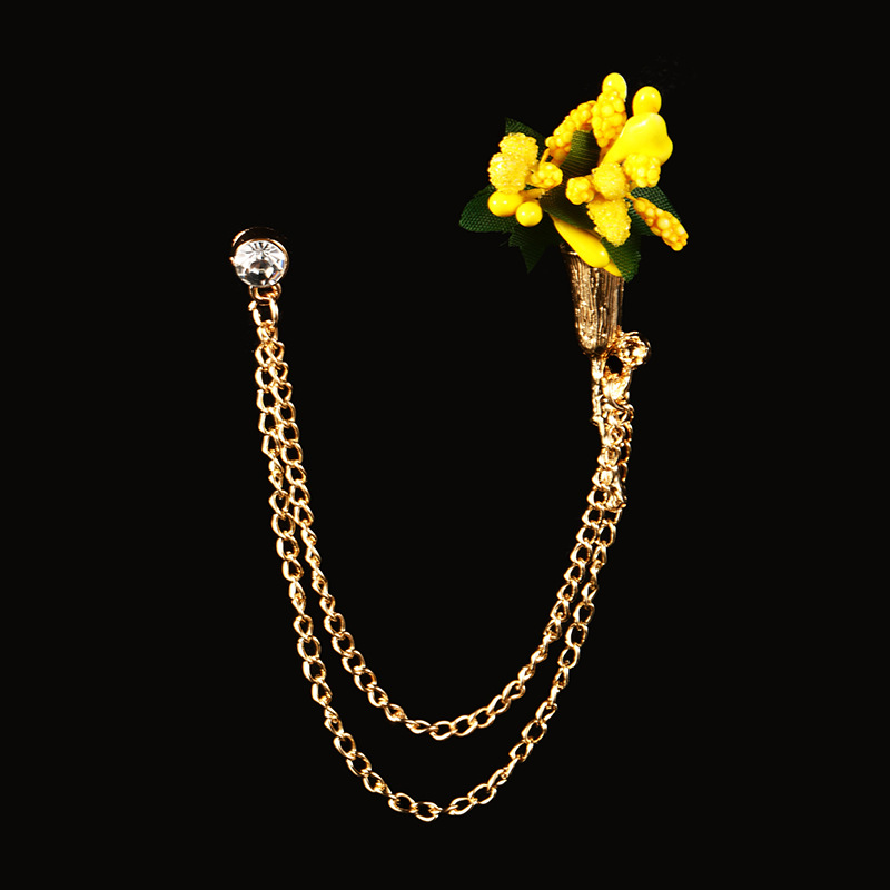 2020 New Fashion Trend Flower Chain Brooch Korean Version Simple Instagram Flower Corsage Pin Spot Wholesale details Picture