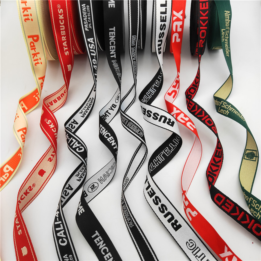 Strength Manufacturers Can Order Computer Jacquard Webbing Polyester Edge Webbing Jacquard English Letter Logo Belt details Picture