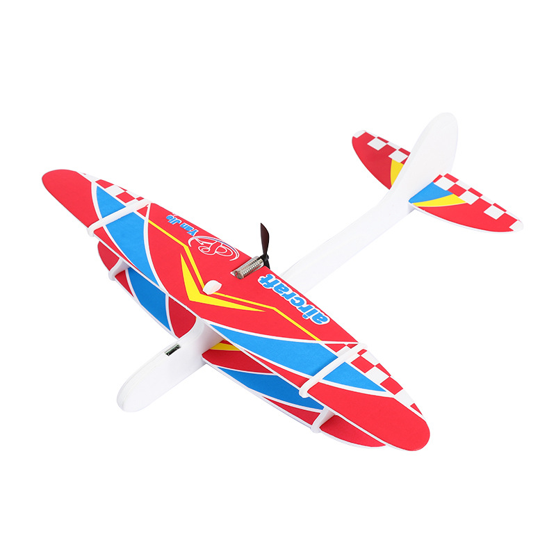 电动泡沫飞机usb充电手抛双翼滑翔机户外儿童玩具拼装航空模型详情图5
