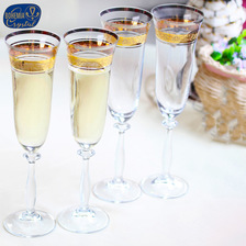 highquality crystal champagne cups with goldline高档水晶香槟杯描金香槟杯
