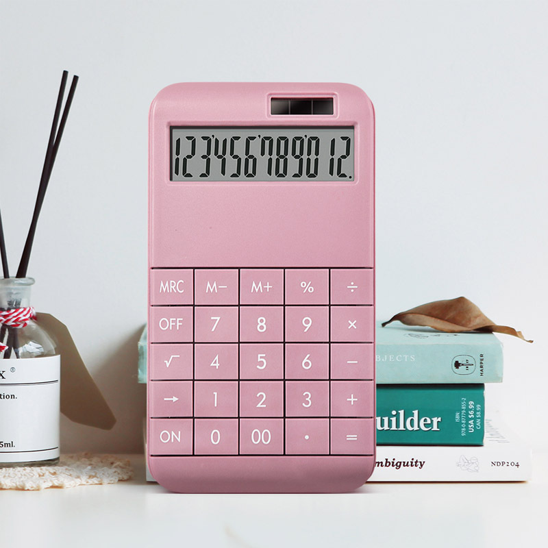The manufacturer's new genuine solar energy calculator with 12-digit display, carmine red, is in stock for student finance and office use Specification image