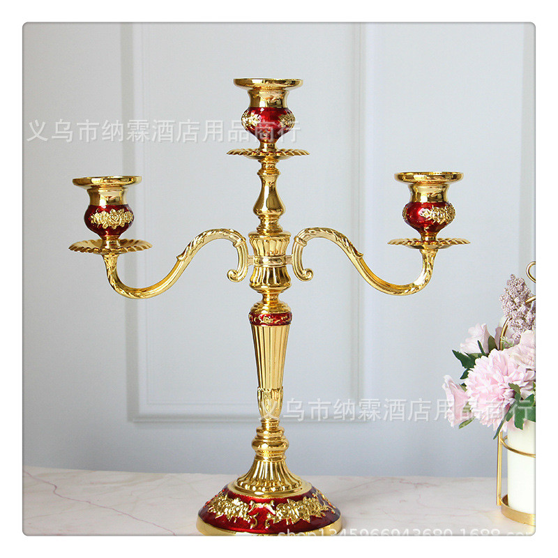 Three Head Five Head Plus Luxury Silver Plated Metal Gold Glue European Alloy Candle Holder Home Hotel Ktv Classic Item Picture