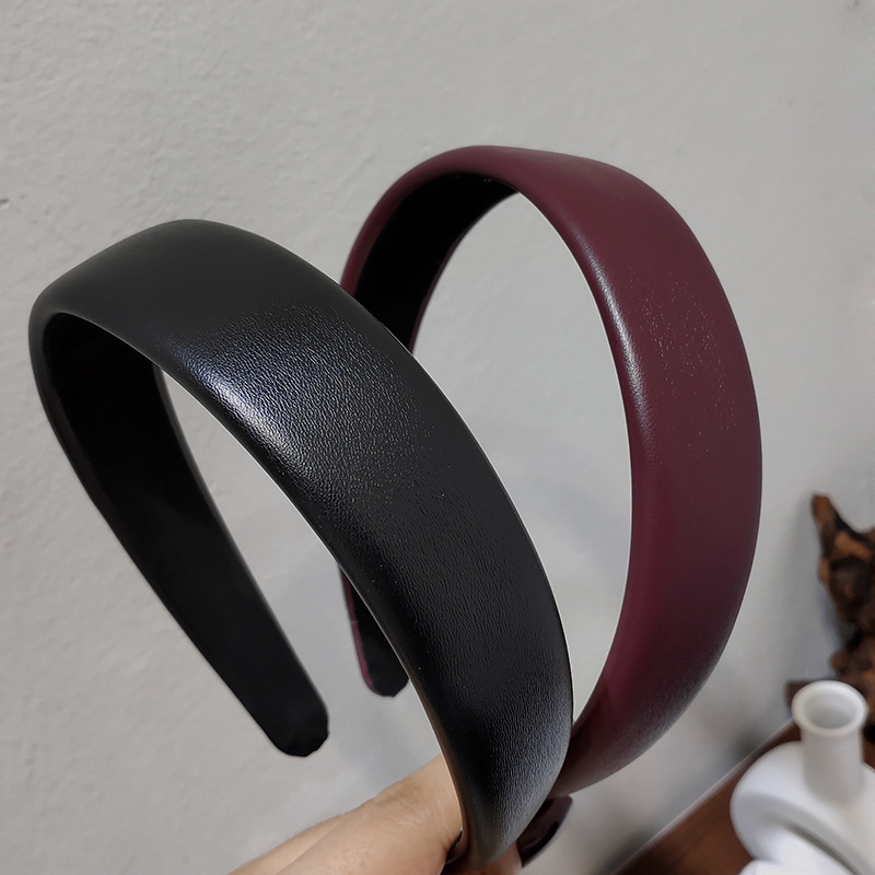 Korean Hair Band Texture Leather Retro Hair Card Europe And The United States Network Red Ins Fashion French Gentle Girl Head Band details Picture