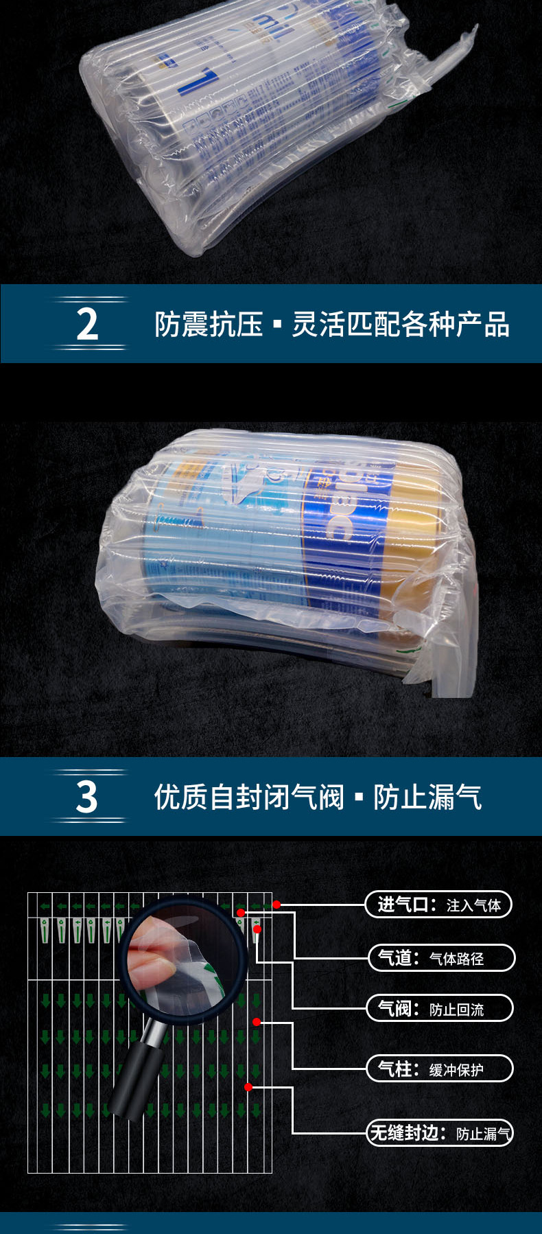 Thickened honey bubble column, red wine milk powder air column bag, inflatable air column roll material bubble bag, express inflatable bag wholesale pic 10