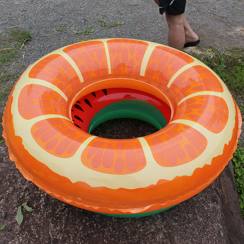 Children's swimming ring, orange ring, inflatable water ring, floating baby life buoy, 60-90cm, PVC inflatable swimming ring toy Specification image