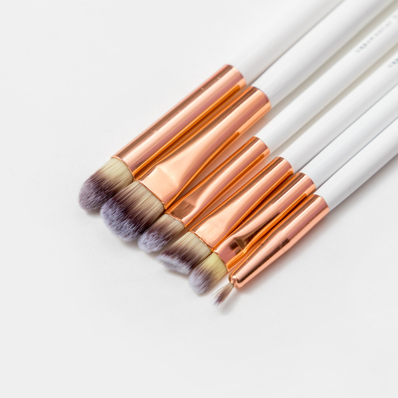 General New 6 White Wooden Handle Eye Makeup Brush Set Eye Shadow Brush Makeup Tools Manufacturers Directly Supplied Item Picture