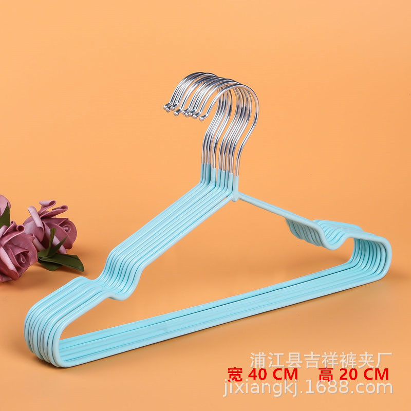 Impregnated Plastic Non-Slip Coat Hanger Metal Clothes Hanging Clothes Support Adult Children Drying Rack Household Traceless Hanger Manufacturers Wholesale details Picture