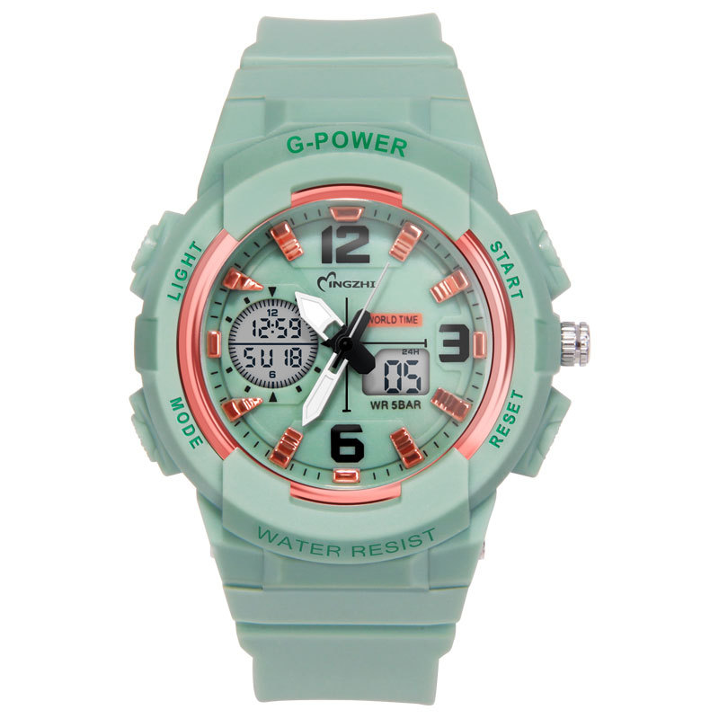 Outdoor sports timing children's electronic watch, luminous waterproof couple watch, pointer type dual display student electronic watch Application Scenario