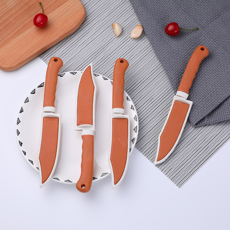 Yellow box knife, protective sleeve knife, fruit peeler knife, fruit cutting knife wholesale, wood grain knife 2-yuan wholesale, street stall, street stall Application Scenario
