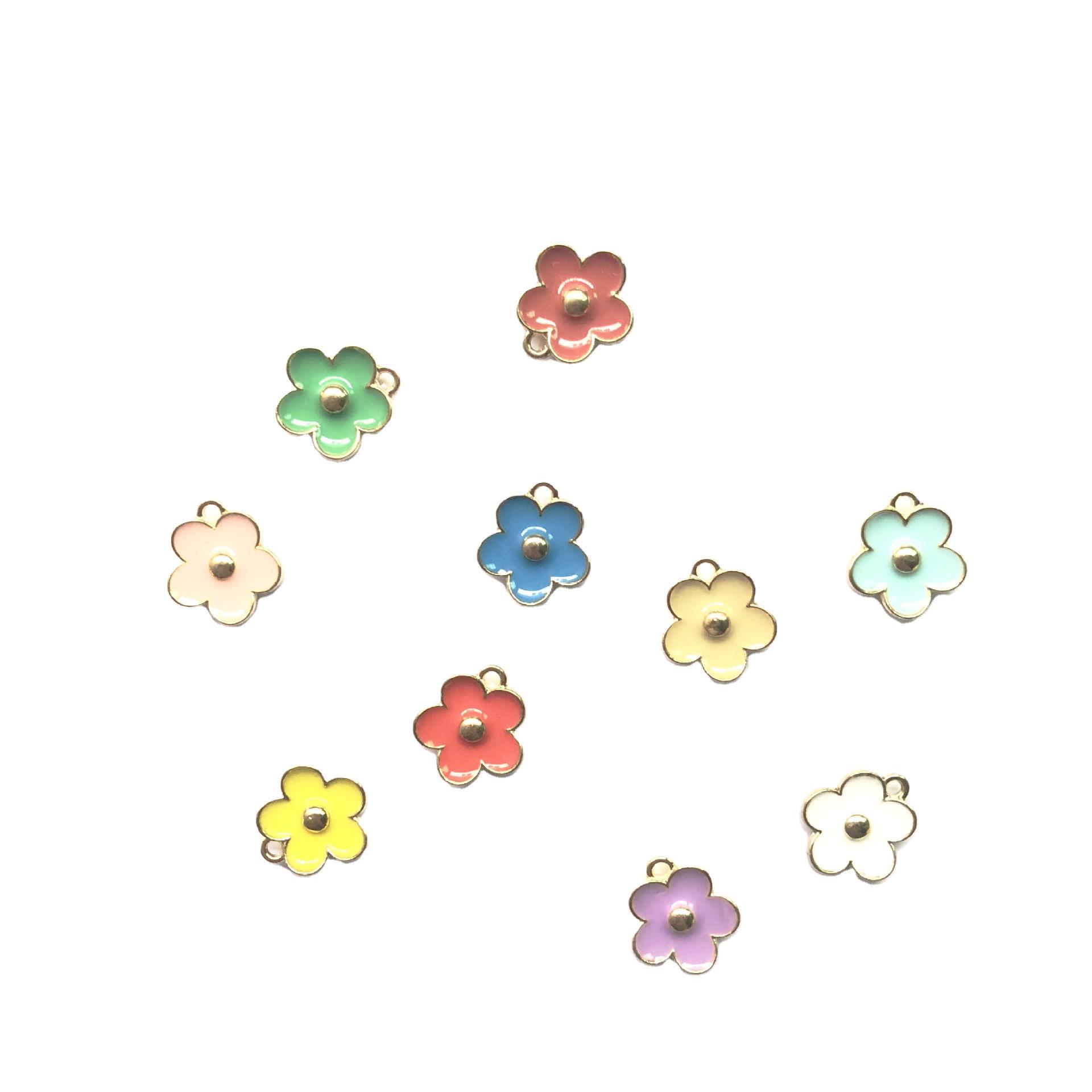 Semi-finished jewelry accessories, small flower alloy oil-dripping earrings, keychains, pendants DIY production factory wholesale Item Picture