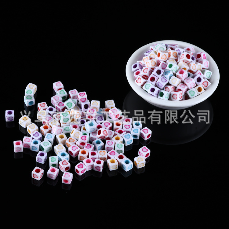 Amazon acrylic beads 6mm square star Heart beads printed loose bead accessories thumbnail
