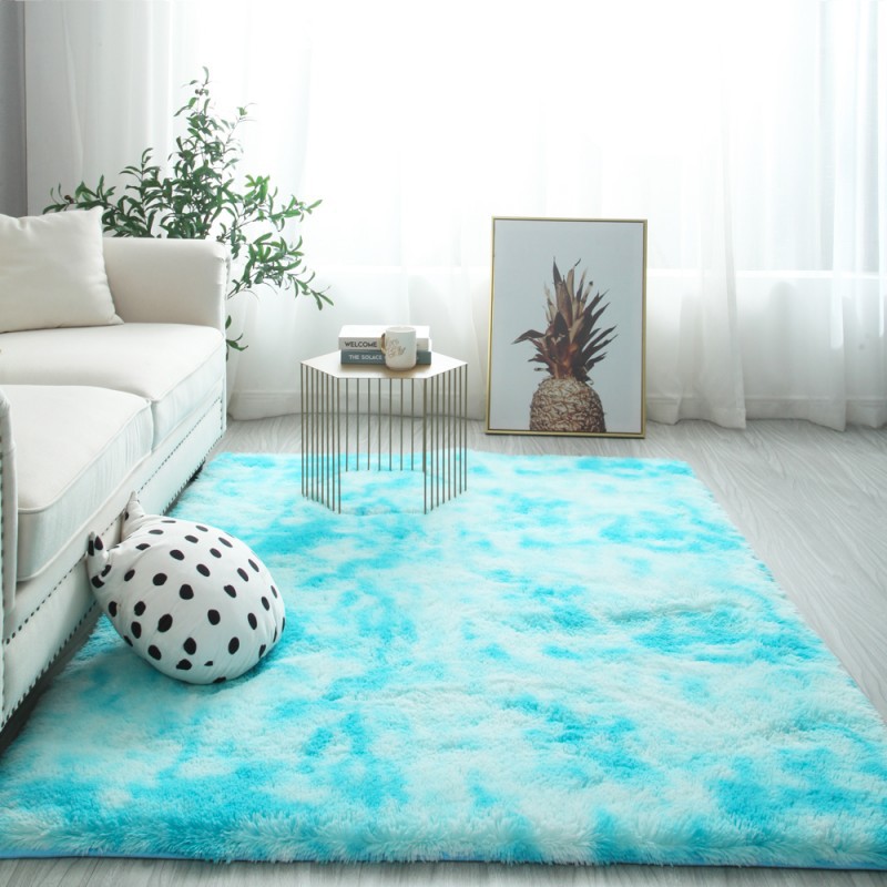 Cross-Border Wholesale Living Room Bedroom Bedside Foyer Tie-Dye Long Silk Wool Carpet Floor Mat Bathroom Mat Amazon details Picture