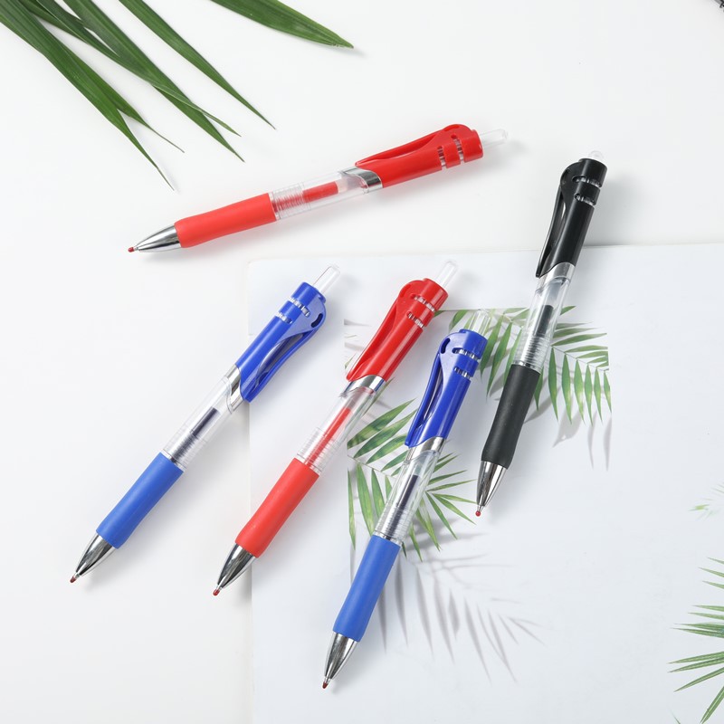 K35按动中性笔0.5mm黑色笔签字笔批发红色蓝色弹簧笔学生用详情图3