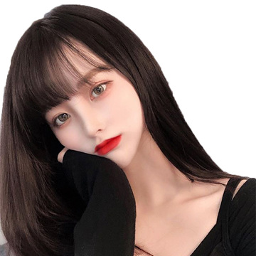 Synthetic fiber wigs for women with bangs, popular Internet celebrity air bangs with sideburns for face shaping, false bangs for women to live-stream and sell products Item Picture