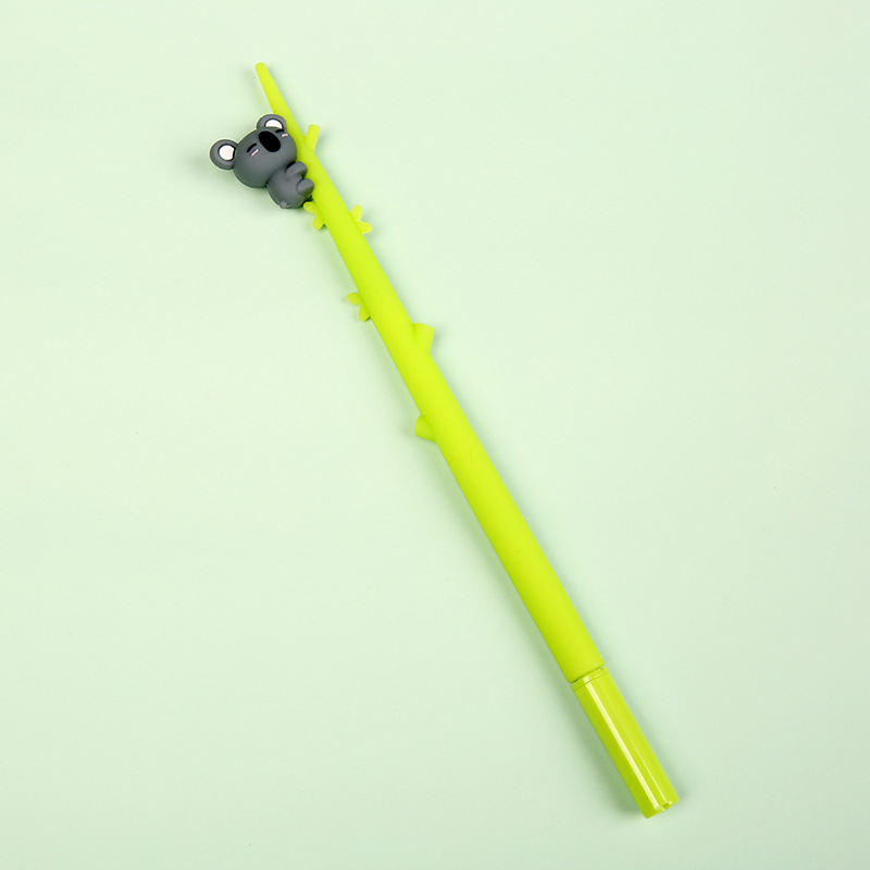 New creative and cute stationery pens, koala hugging branches, student gel pens, silicone cartoon custom factory wholesale Specification image